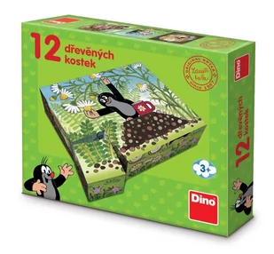 Krecik i Przyjaciele drewniane klocki obrazkowe puzzle 12 klocków 6 obrazków wiek dzieci 3+ - Klocki - miniaturka - grafika 1