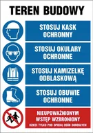 Okulary ochronne - Tablica Teren budowy Stosuj kask okulary kamizelkę 70x100cm PCV 5mm - miniaturka - grafika 1