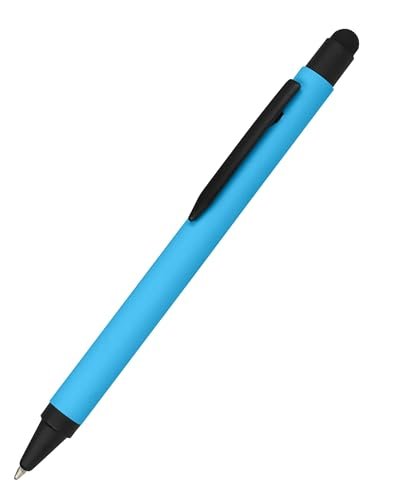 Długopis aluminiowy Stylus niebieski, aluminiowy długopis z aluminium, wymienny wkład o dużej pojemności, kolor wkładu niebieski, z funkcją Softtouch Feeling, długopis z rysikiem dotykowym, 1 sztuka