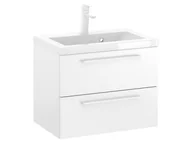 Szafki łazienkowe - Szafka Wisząca Z Umywalką RON 60 cm - Biały Mat - Uchwyty Białe Matowe - miniaturka - grafika 1