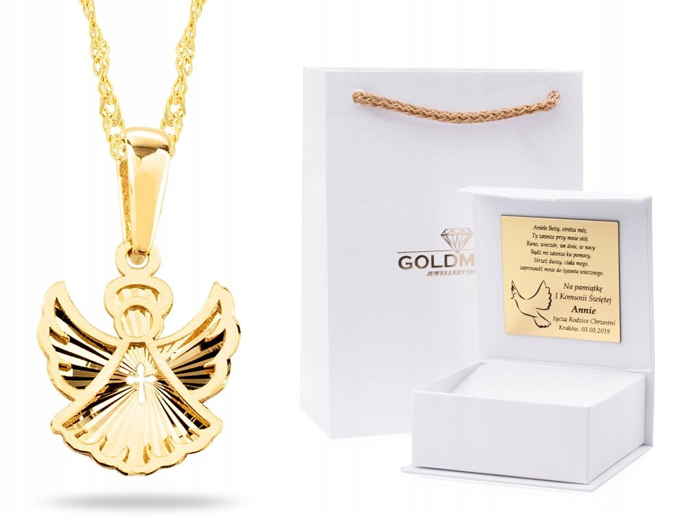 ZŁOTY MEDALIK ŁAŃCUSZEK CHRZEST KOMUNIA ŚWIĘTA 333 8KT