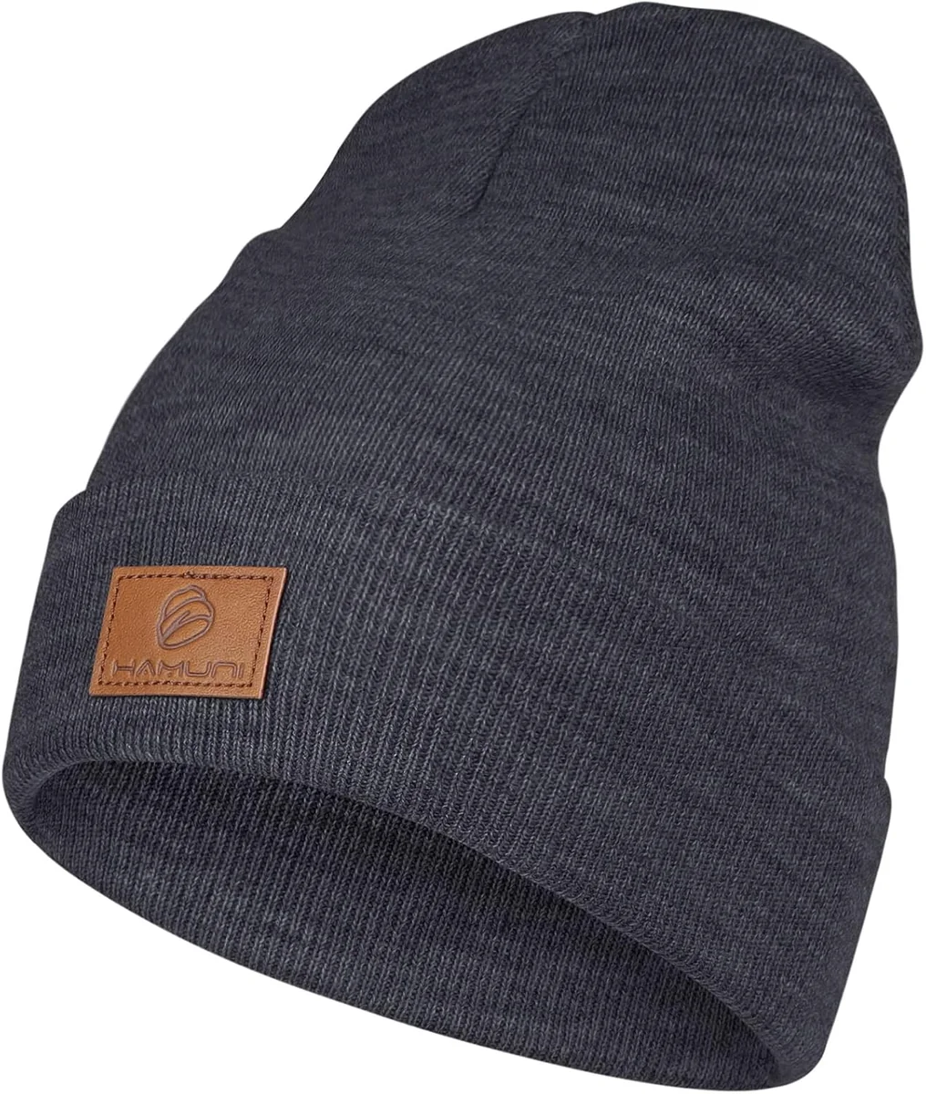 ZIMOWA CZAPKA BEANIE UNISEX AKRYLOWA CIEMNOSZARA