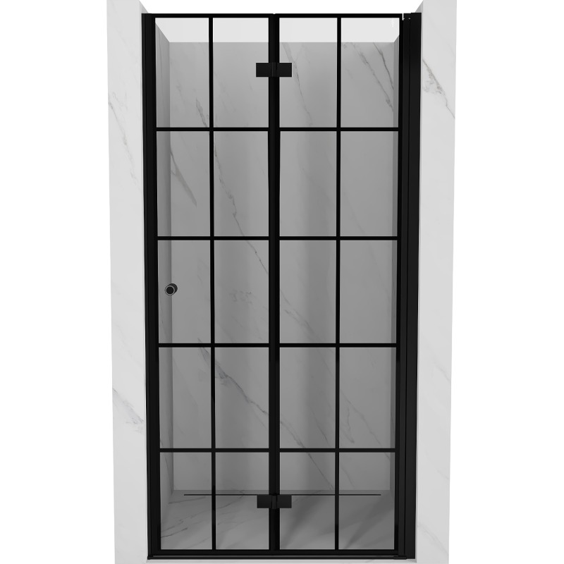 Mexen Mist-F drzwi prysznicowe składane prawe 60 cm, czarna kratka, czarne - 8A6-060-000-70-77-P