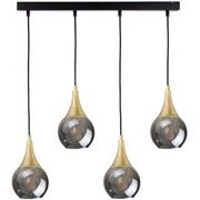 Lampy sufitowe - Keter Lighting Lacrima lampa wisząca 4x60W czarny/złoty/szkło przydymione 2132 - miniaturka - grafika 1
