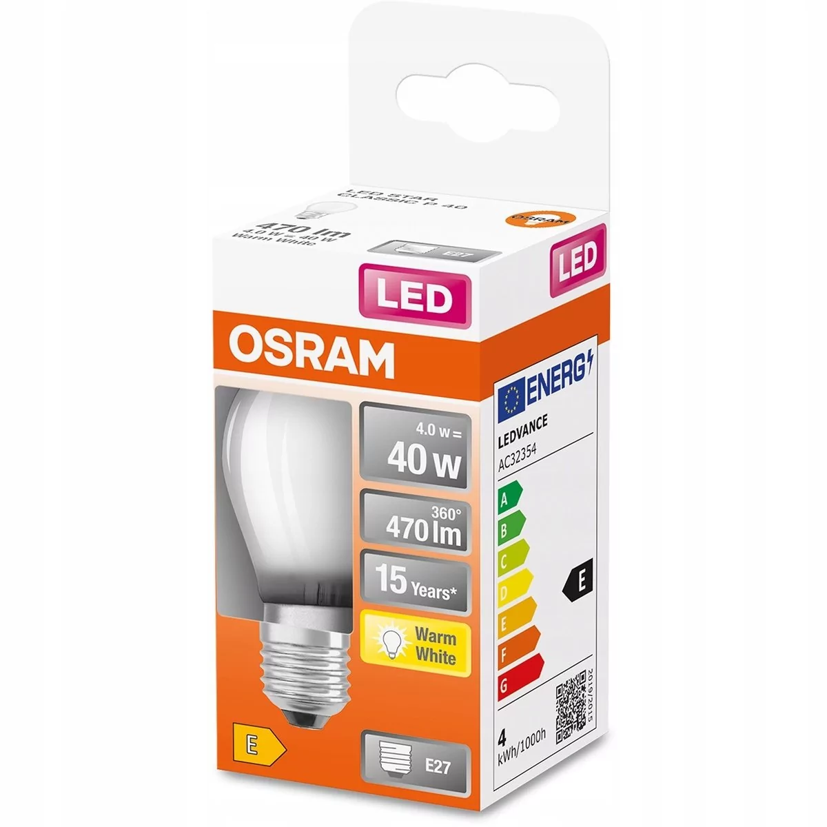 Osram Classic P żarówka LED E27 4W 2 700 K matowa