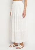 Spódnice - Biała Bawełniana Spódnica Ażurowa Rozkloszowana Divora - miniaturka - grafika 1