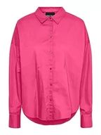 Koszule damskie - PIECES Damska koszula z długim rękawem, Shocking Pink, M - miniaturka - grafika 1