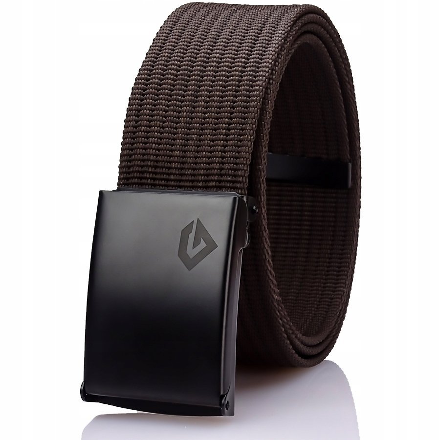 Brązowy Pasek Parciany Gracio Klamra CZARNA 120cm