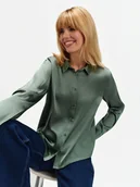 Koszule damskie - Satynowa koszula oliwkowa - miniaturka - grafika 1