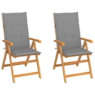 Fotele i krzesła ogrodowe - vidaXL Krzesła ogrodowe z szarymi poduszkami, 2 szt., drewno tekowe! 3062377 - miniaturka - grafika 1