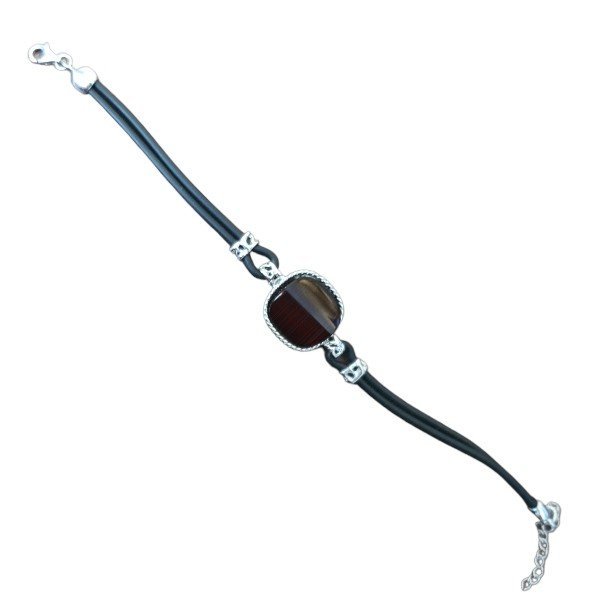 ankabizuteria.pl Piękna bransoletka srebrna na kauczuku z wiśniowym b