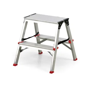 B2B Partner Aluminiowe stopnie dwustronne, 2x2 stopni, 430 mm 399001 - Drabiny - miniaturka - grafika 1