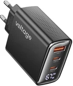 Ładowarki do telefonów - Ładowarka sieciowa Voltage GaN Charger 67W PD 3.0 QC 4.0 USB-A 2x USB-C Digital Display czarna - miniaturka - grafika 1