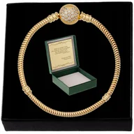 Bransoletki - Złota Bransoletka Damska Modułowa Do Charms Serce Z Cyrkoniami 19Cm +Grawer - miniaturka - grafika 1