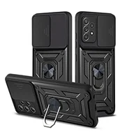 Etui i futerały do telefonów - Ochrona obiektywu, odporne na wstrząsy, etui na telefon do Samsung Galaxy S21 PLUS 5G czarny przesuwany aparat magnetyczny pierścień na palec obudowa do S22 Plus Note 20 Ultra S21 FE etui - miniaturka - grafika 1