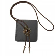 Krawaty i muchy męskie - BOLO KRAWAT Kowbojski Western TEXAS rzemyk stare złoto TYGRYSIE OKO KAMIEŃ - miniaturka - grafika 1