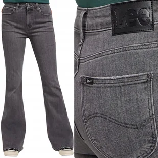 Lee BREESE FLARE Ash wysokie szare damskie spodnie jeansowe dzwony W28 L31 - Spodnie damskie - miniaturka - grafika 1