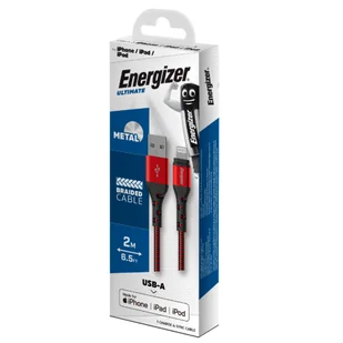Energizer Ultimate - Kabel połączeniowy USB-A do Lightning certyfikat MFi 2m (Czerwony) - Pozostałe akcesoria do telefonów - miniaturka - grafika 5
