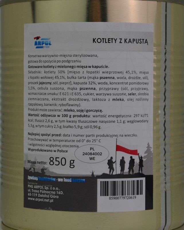 Kotlety z kapustą 850g wojskowe
