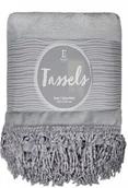 Koce - Miękki koc szary 130x170 cm z FRĘDZLAMI, frędzle - miniaturka - grafika 1
