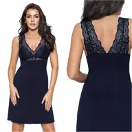 Bielizna nocna - Koszula nocna koronkowa koszulka nocna BABELLA Larisa granatowa XL 46 48 - miniaturka - grafika 1