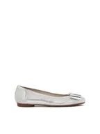 Baleriny - Baleriny z tłoczonej skóry w srebrnym kolorze - miniaturka - grafika 1