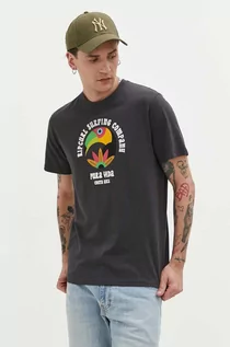 Koszulki męskie - Rip Curl t-shirt bawełniany kolor czarny z nadrukiem - grafika 1