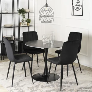 Stół Okrągły SANDER 90 cm Ceramiczny Czarny do Salonu Nowoczesny Loft - Stoły - miniaturka - grafika 1