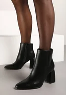 Botki damskie - Czarne Botki na Obcasie w Klasycznym Stylu Lannevra - miniaturka - grafika 1