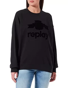 Replay Bluza damska W3638C, 098 czarna, XS - Bluzy damskie - miniaturka - grafika 1