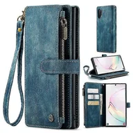 Portfele - Dla Caseme Samsung Note10 Plus 4G / 5G C30 Series Nowy skórzany futerał w stylu portfela z zamkiem błyskawicznym czerwony Niebieski Samsung Galaxy ... - miniaturka - grafika 1