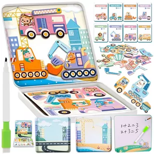 Puzzle Magnetyczne Montessori Układanka Samochody U977 - Układanki dla dzieci - miniaturka - grafika 1