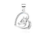 Wisiorki - Rodowany srebrny wisior wisiorek serce konik koń horse heart cyrkonia cyrkonie srebro 925 Z1795C_W - miniaturka - grafika 1