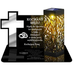 ZNICZ SOLARNY LED WIECZNY PODSTAWKA NA CMENTARZ GRÓB lampka Krzyż 3D DLA MĘŻA - Lampiony i znicze - miniaturka - grafika 1