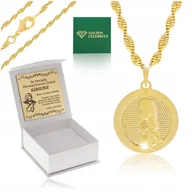 Biżuteria dla dzieci - POZŁACANY NASZYJNIK MATKA BOSKA 18K GRAWER GRATIS - miniaturka - grafika 1