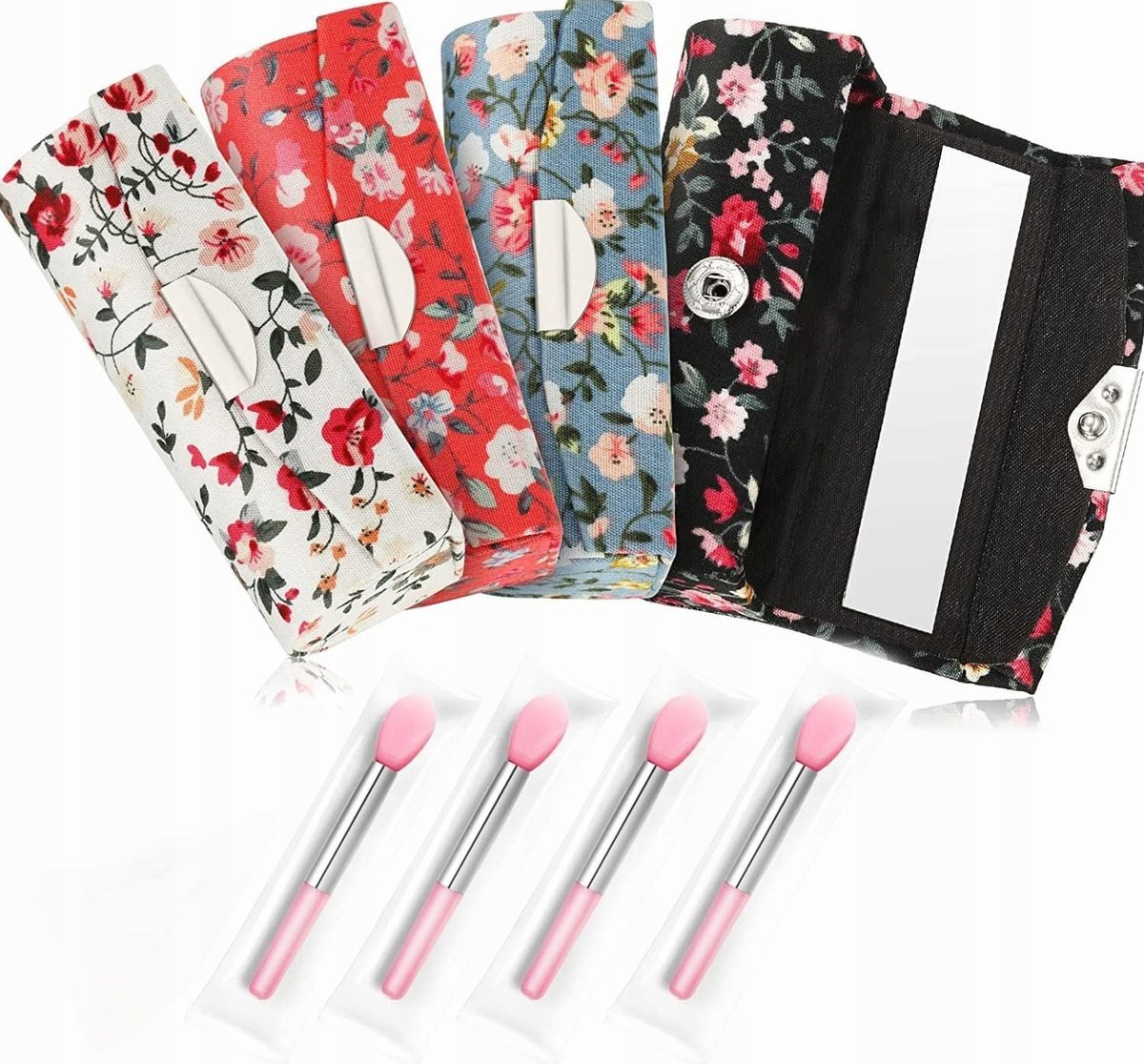 ETUI SZMINKĘ ZESTAW 4SZT 89X3X3CM PĘDZLE USTA WIELOKOLOROWE KWIATY