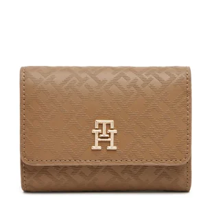 Duży Portfel Damski Tommy Hilfiger Th Distinct Trifold Wallet Mono AW0AW17257 Brązowy - Portfele - miniaturka - grafika 1
