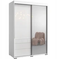 Szafy - Szafa przesuwna z lustrem Torino 2D1L 140 Biała (lacobel) - miniaturka - grafika 1