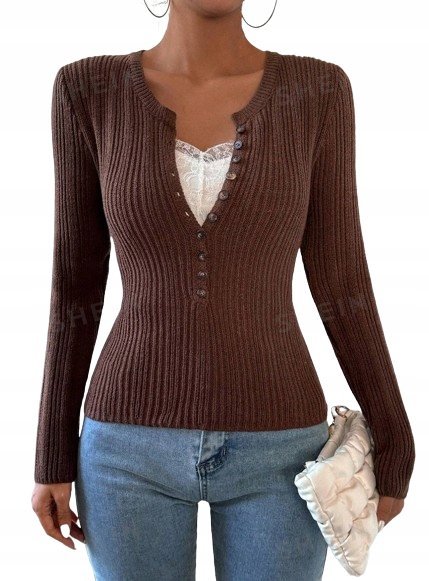 SHEIN SWETER DAMSKI Z DŁUGIM RĘKAWEM CASUAL 38 1ŁJI