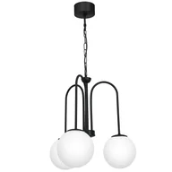 Lampy sufitowe - Czarna lampa wisząca, z mlecznymi kloszami LX 3194 z serii CAMBRIDGE - miniaturka - grafika 1