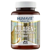 Włosy, skóra, paznokcie - Humavit Kolagen + Kwas Hialuronowy + Witaminy A, C, E, 60 kapsułek - miniaturka - grafika 1