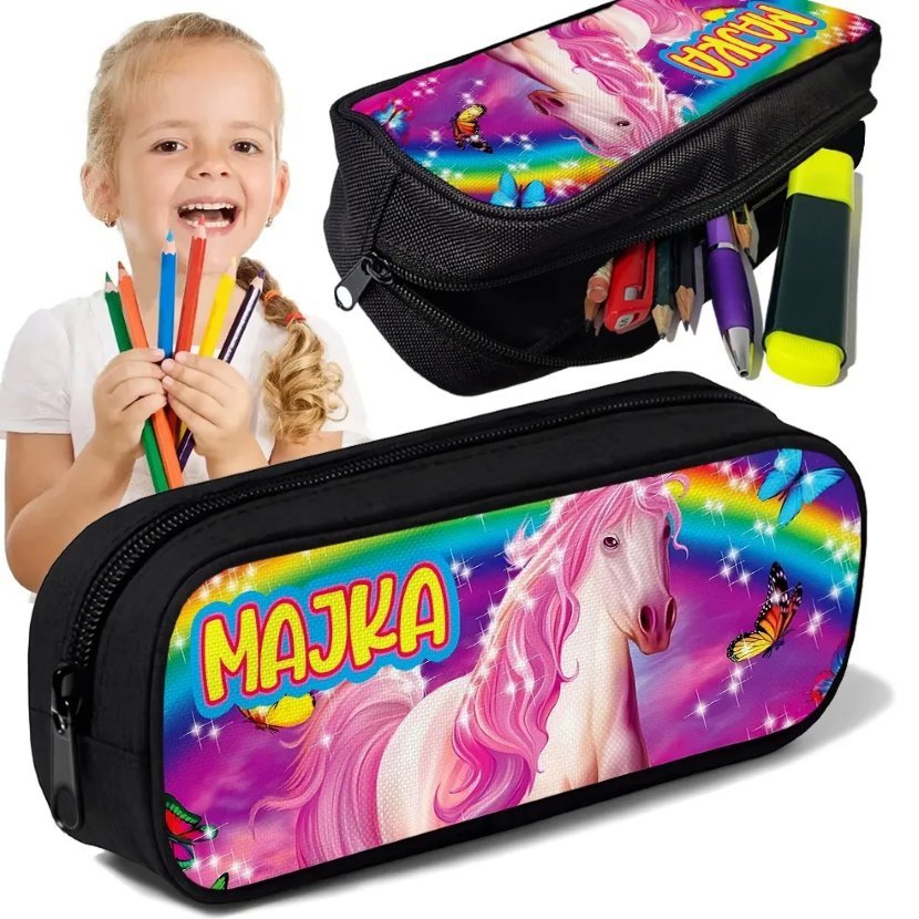 Piórnik personalizowany JEDNOROŻEC UNICORN nadruk imienia ksywki - tuba