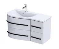 Szafki łazienkowe - Oristo Szafka wisząca z umywalką OPAL 90 cm, LEWA BIAŁY POŁYSK, UCHWYT CZARNY OR30-SD4S-90-1-LV6 + UME-OP-90-92-L - miniaturka - grafika 1