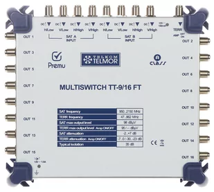 MULTISWITCH TT-9/16-FT 9 WEJŚĆ / 16 WYJŚĆ PREMU TELMOR - Rozgałęźniki i multiswitche do TV-SAT - miniaturka - grafika 1