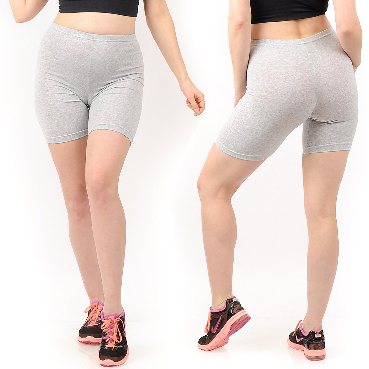 Legginsy damskie 1/2 Kolarki Krótkie Spodenki Szare XL