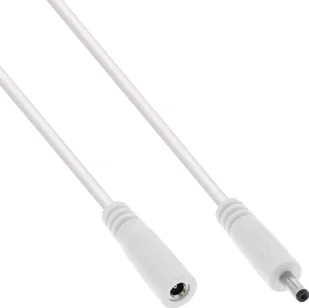 InLine InLine® DC extension cable, DC plug male/female 3.5x1.35mm, AWG 18, white, 3m - Kable komputerowe i do monitorów - miniaturka - grafika 1