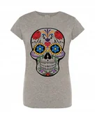 Koszulki i topy damskie - T-Shirt damski nadruk kolorowa czaszka r.L - miniaturka - grafika 1