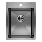 Zlewozmywaki - Laveo Marmara zlewozmywak stalowy 48x37.5 cm wpuszczany grafit SAM510A - miniaturka - grafika 1