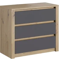 Komody - Komoda K3S Malta Sypialnia Grey Gała Meble Grey, Dąb Artisan - miniaturka - grafika 1