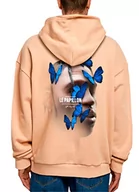 Bluzy męskie - Mister Tee Le Papillon Heavy Oversize męska bluza z kapturem, beżowy (Unionbei), L - miniaturka - grafika 1